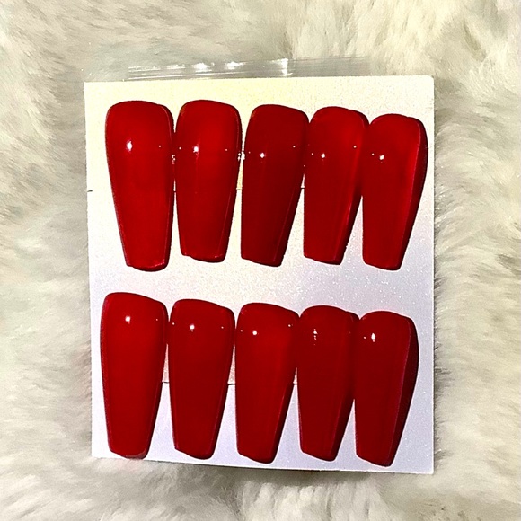 Vibrant Red Press-On Nails HANDMADE